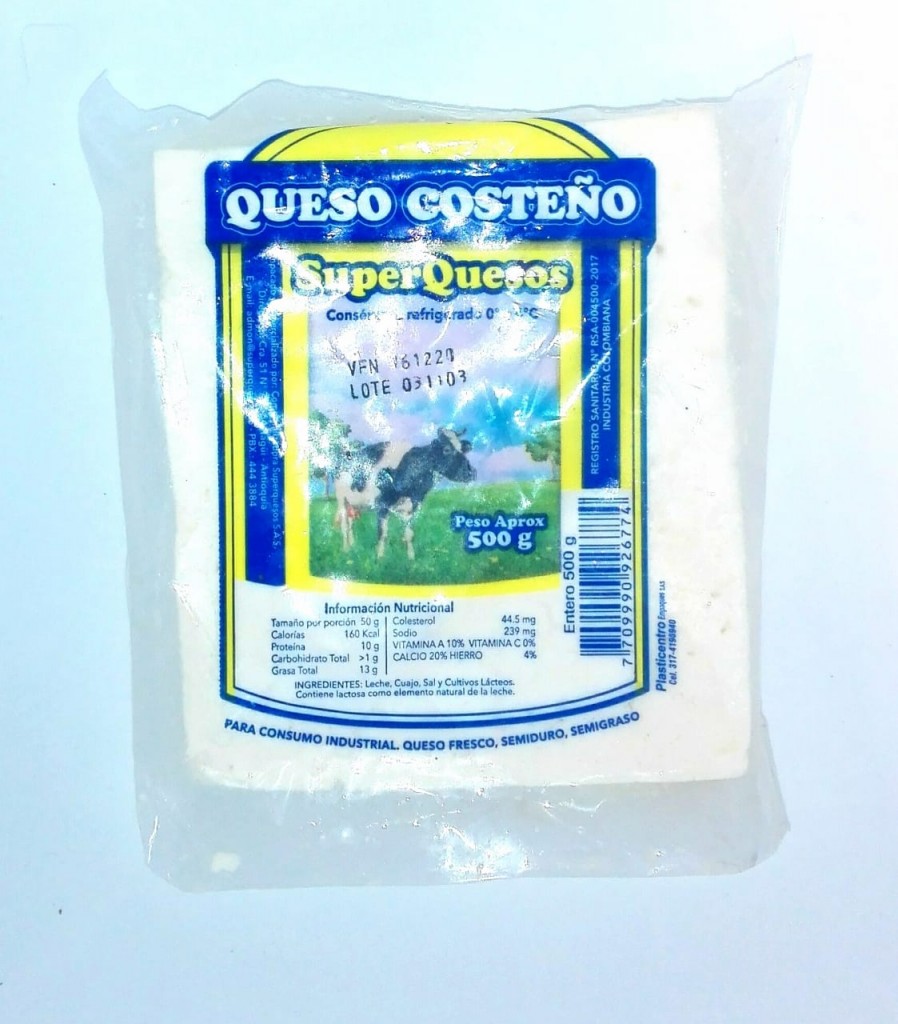 QUESO COSTEÑO ENTERO *500GR SQ