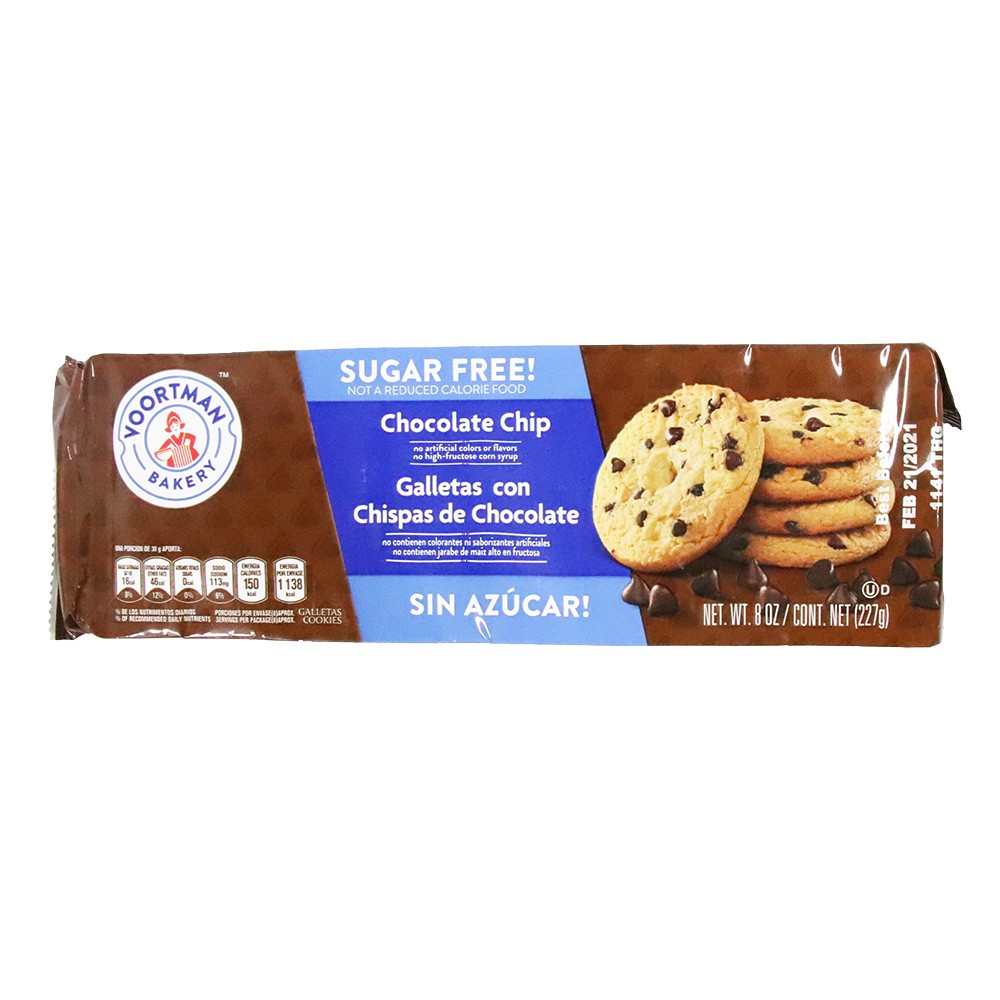 GALLETA CHIPS CHOCO SF VOORTMAN x 227GR