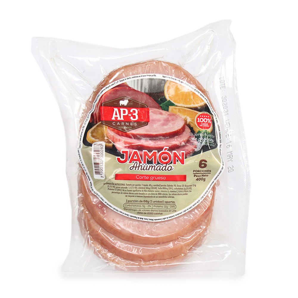 JAMON AHUMADO SANDUCHE COR/GRU AP3*400GR