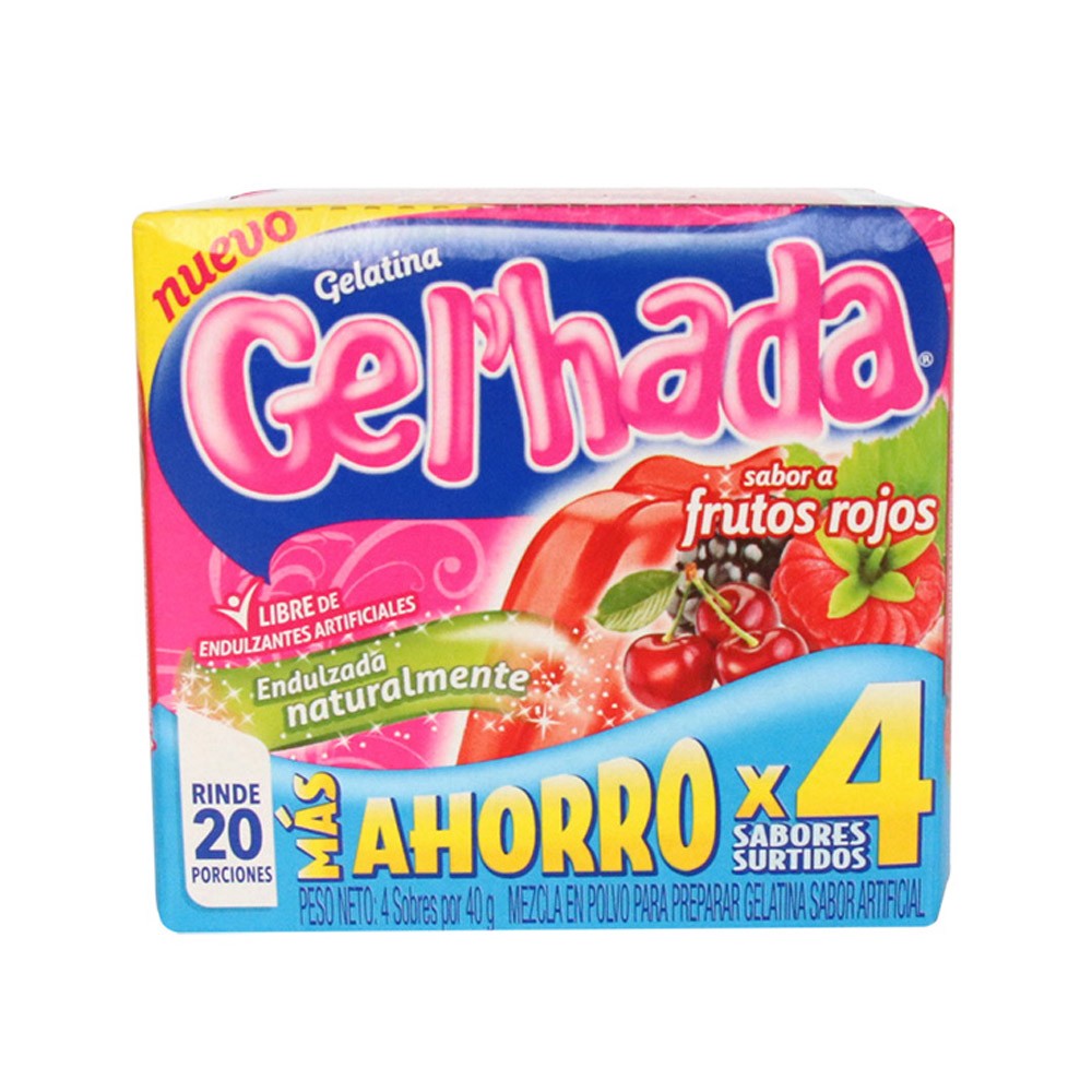 GELATINA GEL`HADA SURTIDA X4 x 40GR